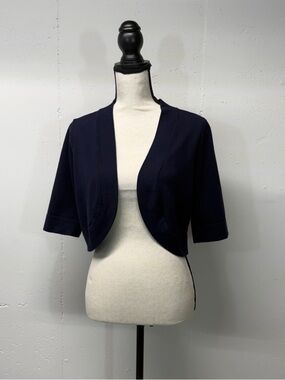 Navy Cropped Bolero Cardigan